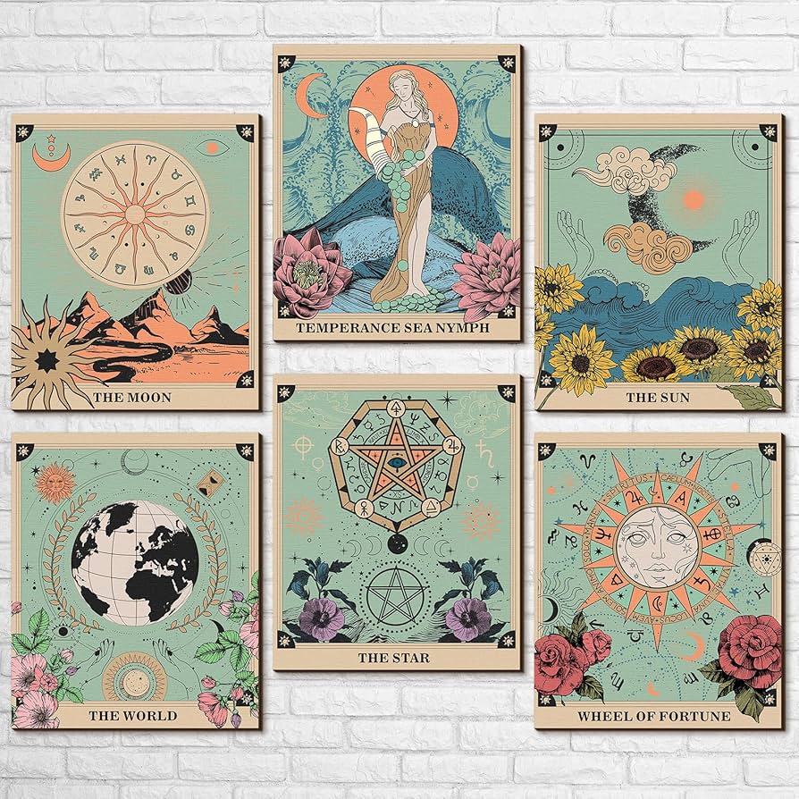 Amazon.co.jp: 6ピース タロットカード 太陽 月 星 タロット 壁